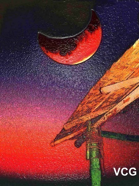 Red hot moon and bamboo 