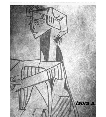 Copia da Picasso "Jaqueline con le mani incrociate", matita e carboncino