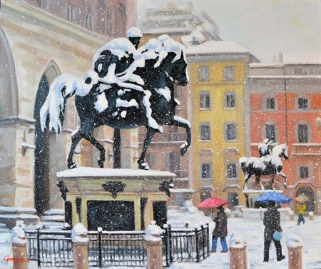 Nevica in piazza cavalli 